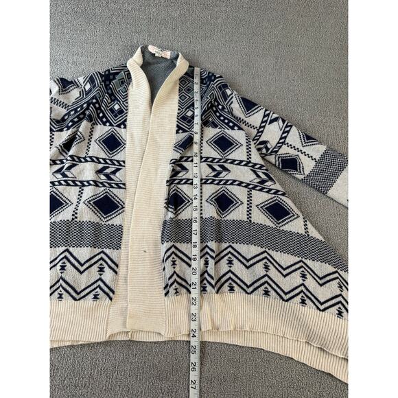 Pink Republic Cardigan Sweater Western Aztec Design Knit Open Waterfall Sz Large - Picture 7 of 10